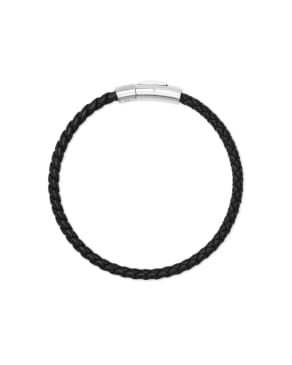 Evans Sterling Silver Corded Bracelet in Black Leather